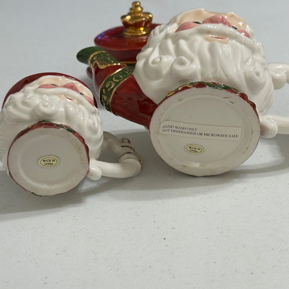 Bavarian Claus Santa Figural Ceramic Teapot & Mug Set Christmas Seasonal Decor - Picture 9 of 9